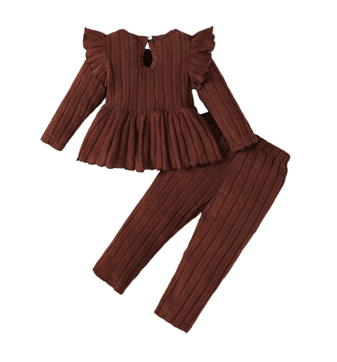 The Estella - Toddler Girl Soft Long Sleeve Bow Top & Pants Set, Korean Autumn Wear