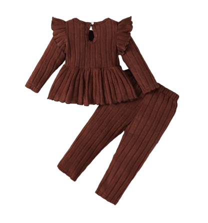 The Estella - Toddler Girl Soft Long Sleeve Bow Top & Pants Set, Korean Autumn Wear