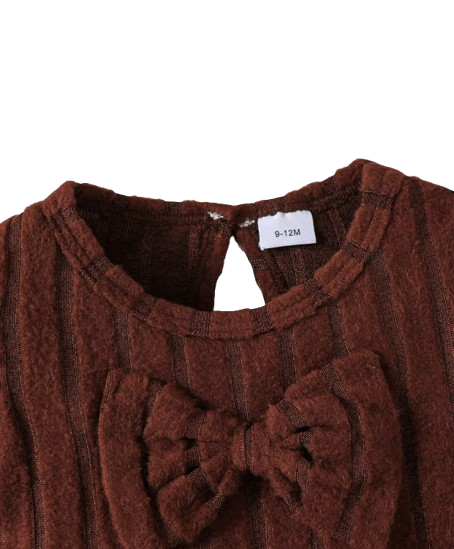 The Estella - Toddler Girl Soft Long Sleeve Bow Top & Pants Set, Korean Autumn Wear
