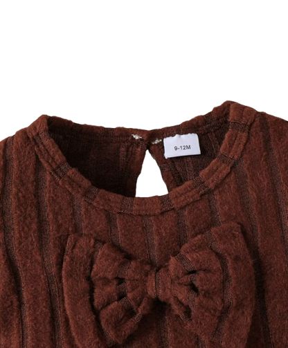 The Estella - Toddler Girl Soft Long Sleeve Bow Top & Pants Set, Korean Autumn Wear