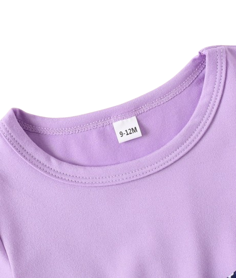 The Alisson - Baby Girl Light Purple Floral Flared Sleeve Set, Sweet Autumn Outfit