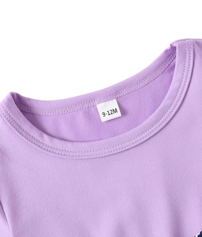 The Alisson - Baby Girl Light Purple Floral Flared Sleeve Set, Sweet Autumn Outfit
