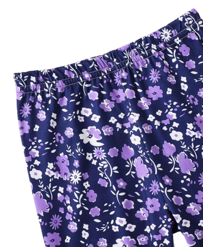The Alisson - Baby Girl Light Purple Floral Flared Sleeve Set, Sweet Autumn Outfit