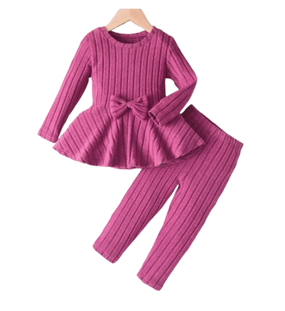 The Louise - Girls Ribbed 2-Piece Set Long Sleeve Shirt & Pants, Spring Autumn Outfit