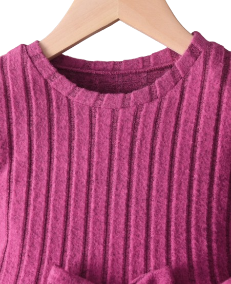 The Louise - Girls Ribbed 2-Piece Set Long Sleeve Shirt & Pants, Spring Autumn Outfit