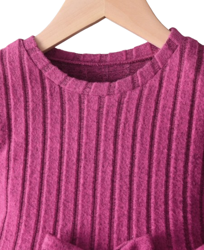 The Louise - Girls Ribbed 2-Piece Set Long Sleeve Shirt & Pants, Spring Autumn Outfit