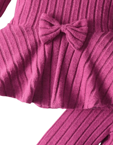 The Louise - Girls Ribbed 2-Piece Set Long Sleeve Shirt & Pants, Spring Autumn Outfit