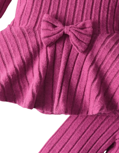 The Louise - Girls Ribbed 2-Piece Set Long Sleeve Shirt & Pants, Spring Autumn Outfit