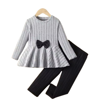 The Louise - Girls Ribbed 2-Piece Set Long Sleeve Shirt & Pants, Spring Autumn Outfit