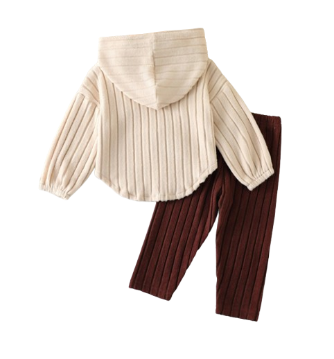 The Eve - Baby Girl 2-Piece Hooded Set: 3D Flower Top & Slim Pants Winter Outfit