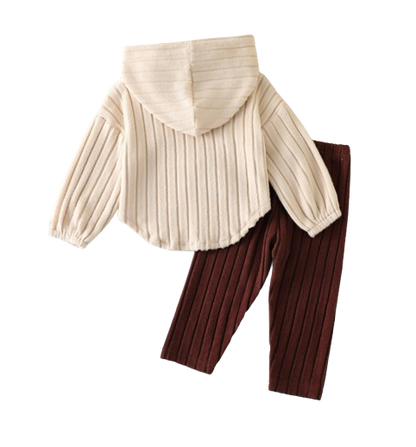 The Eve - Baby Girl 2-Piece Hooded Set: 3D Flower Top & Slim Pants Winter Outfit