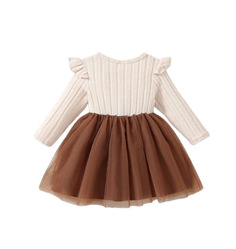 The Amber - Baby Girl Fairy Tale Knit Patchwork Mesh Skirt Bow Autumn Outfit Set