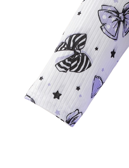 The Marlowe - Baby Girl Cartoon Bow Ruffle Long Sleeve Fake Two‑Piece Splice Dress + Headband