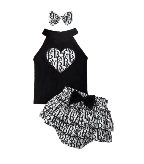 The Virginia - Baby Summer Outfit Sleeveless Neck Strap Top & Lace Bow Triangle Pants 2‑Pcs Set