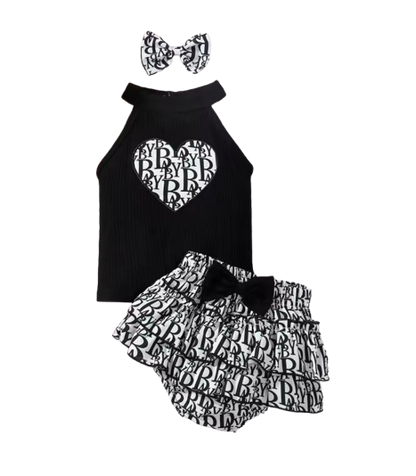 The Virginia - Baby Summer Outfit Sleeveless Neck Strap Top & Lace Bow Triangle Pants 2‑Pcs Set