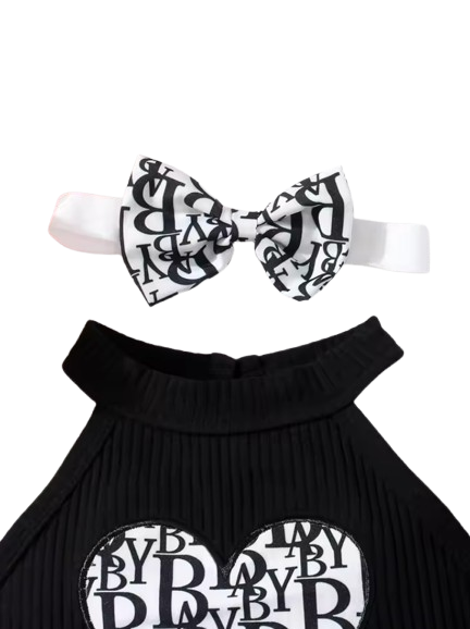 The Virginia - Baby Summer Outfit Sleeveless Neck Strap Top & Lace Bow Triangle Pants 2‑Pcs Set