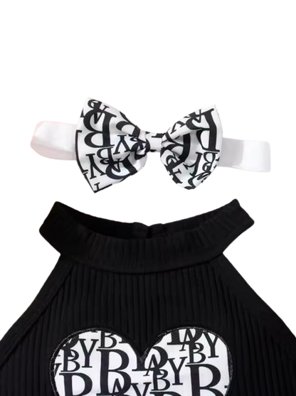 The Virginia - Baby Summer Outfit Sleeveless Neck Strap Top & Lace Bow Triangle Pants 2‑Pcs Set