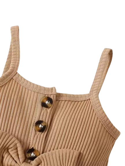 The Amoura - Baby Girl Printed Bow Suspender Jumpsuit & Shorts Newborn Summer 2‑Pcs Outfit