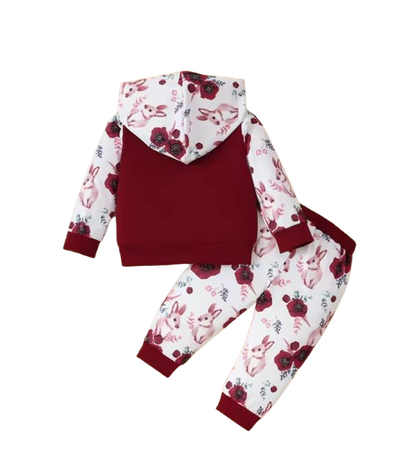 The Cecelia - Baby Toddler Hoodie Set Stripe Rabbit Print Top + Pants 2Pcs Suit with Pockets