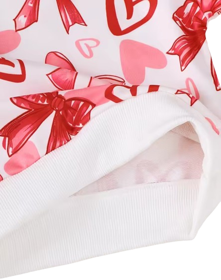 The Jayla - Baby Girl Peach Heart Sweatshirt + Pants Valentine’s Day Casual 2Pcs Outfit Set