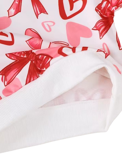 The Jayla - Baby Girl Peach Heart Sweatshirt + Pants Valentine’s Day Casual 2Pcs Outfit Set