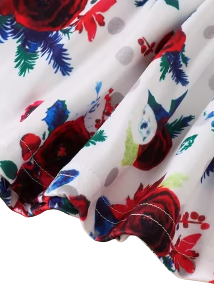 The Skye - Baby Girl Red Floral 3Pcs Set Flutter Sleeve Top + Bell Bottoms & Bow Headband
