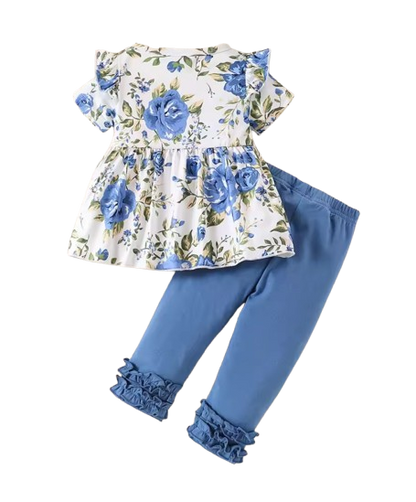 The Oaklee - The Nellie - Baby Girl Rabbit Print Long Sleeve Bodysuit + Pants & Headband 3‑Pcs Set