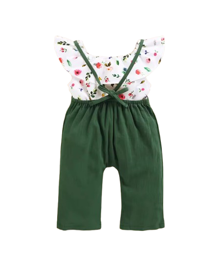 The Marlee - Kids Baby Girl Floral Short Top + Suspender Pants 2Pcs Fashion Clothing