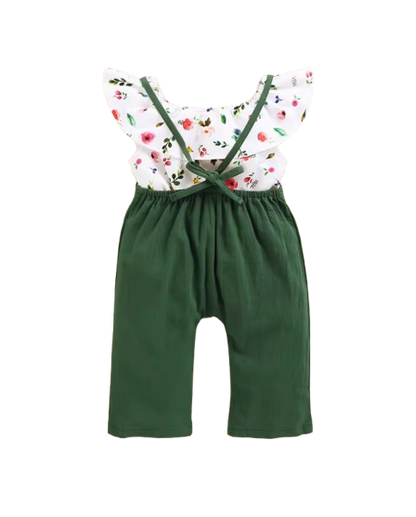 The Marlee - Kids Baby Girl Floral Short Top + Suspender Pants 2Pcs Fashion Clothing