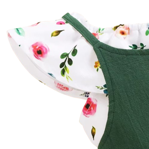The Marlee - Kids Baby Girl Floral Short Top + Suspender Pants 2Pcs Fashion Clothing