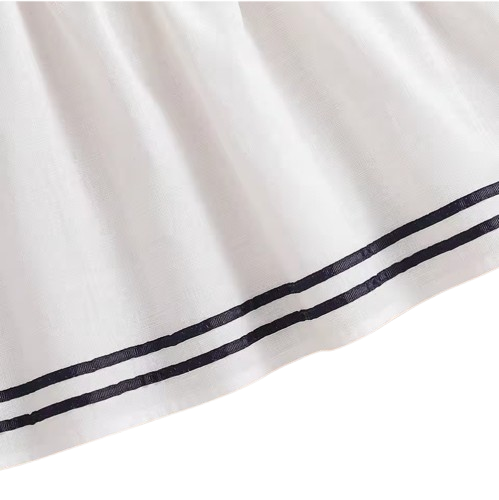 The Jazlyn - Baby Girl Sleeveless Preppy Dress 100% Cotton White School Style Summer Outfit