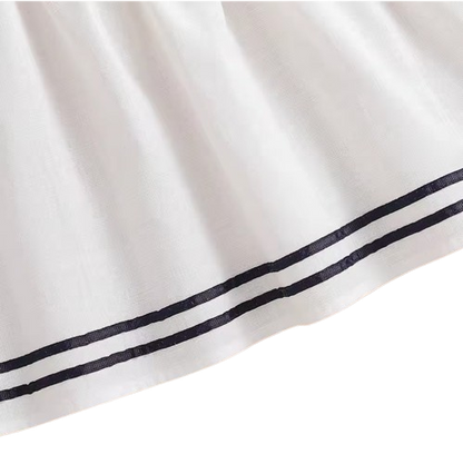 The Jazlyn - Baby Girl Sleeveless Preppy Dress 100% Cotton White School Style Summer Outfit