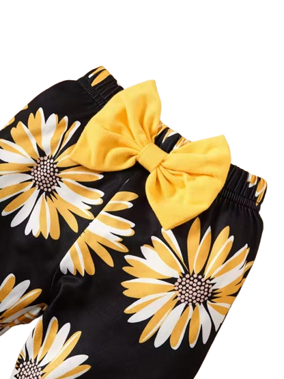 The Daleyza - Baby Girl Daisy Print Letter Romper + Long Pants 2Pcs Set Toddler Autumn Outfit