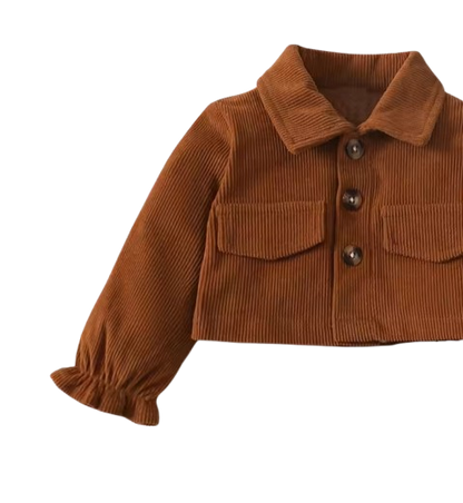 The Lenora - Newborn Baby Girl Brown Cardigan Jacket + Bow Pants Autumn Winter Fashion Set