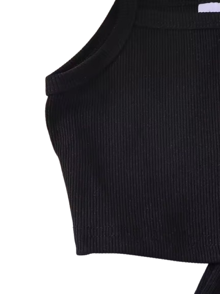 The Zahra - Baby Girl Black Halter Vest + Trumpet Pants 2Pcs Sweet Cute Fashion Outfit