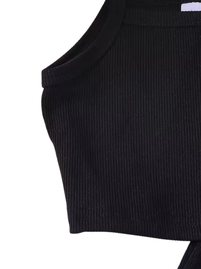 The Zahra - Baby Girl Black Halter Vest + Trumpet Pants 2Pcs Sweet Cute Fashion Outfit