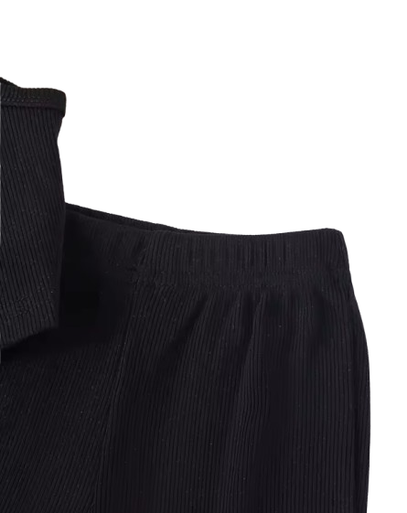 The Zahra - Baby Girl Black Halter Vest + Trumpet Pants 2Pcs Sweet Cute Fashion Outfit
