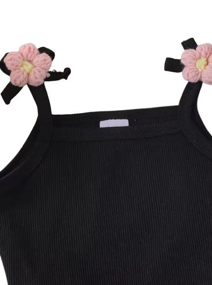 The Zahra - Baby Girl Black Halter Vest + Trumpet Pants 2Pcs Sweet Cute Fashion Outfit