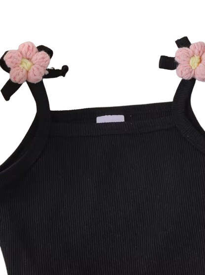 The Zahra - Baby Girl Black Halter Vest + Trumpet Pants 2Pcs Sweet Cute Fashion Outfit
