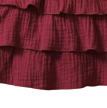 The April - Baby Girl Red Wine Dress with White 3‑Layer Cupcake Skirt