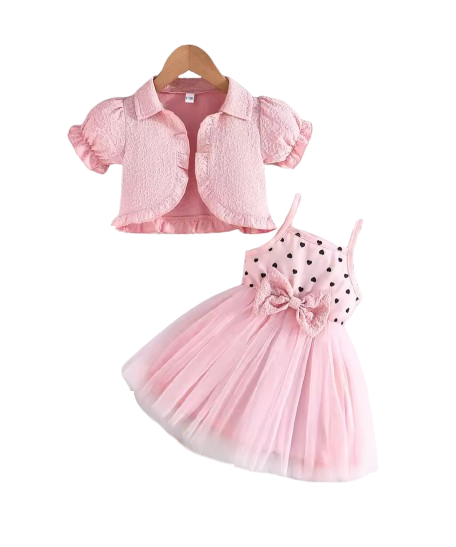 The Priscilla - 2pcs Baby Girl Denim Butterfly Coat and Mesh Princess Dress Outfit