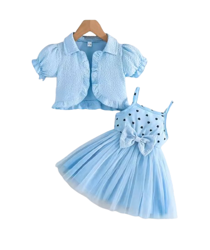 The Priscilla - 2pcs Baby Girl Denim Butterfly Coat and Mesh Princess Dress Outfit