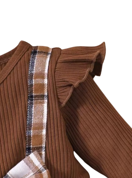 The Fernanda - Infant Baby Girl Plaid Long Sleeve Romper + Headband 2Pcs Cute Daily Outfit