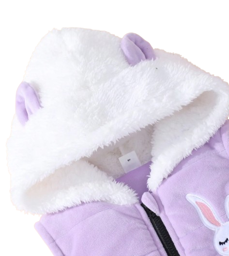 The Emerie - Baby Girl Warm Rabbit Embroidery Jacket + Vest & Pants 3‑Pcs Winter Set
