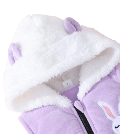 The Emerie - Baby Girl Warm Rabbit Embroidery Jacket + Vest & Pants 3‑Pcs Winter Set