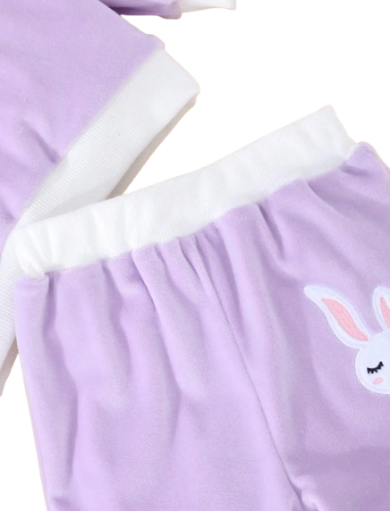 The Emerie - Baby Girl Warm Rabbit Embroidery Jacket + Vest & Pants 3‑Pcs Winter Set