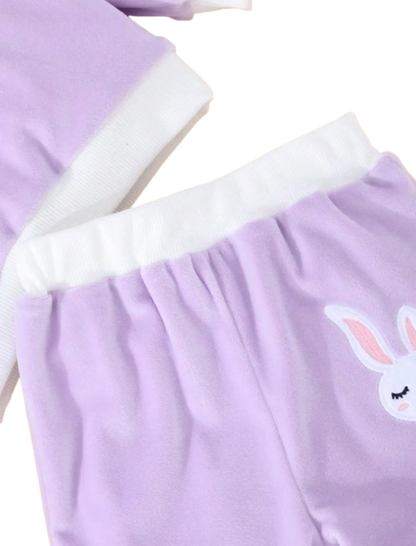 The Emerie - Baby Girl Warm Rabbit Embroidery Jacket + Vest & Pants 3‑Pcs Winter Set