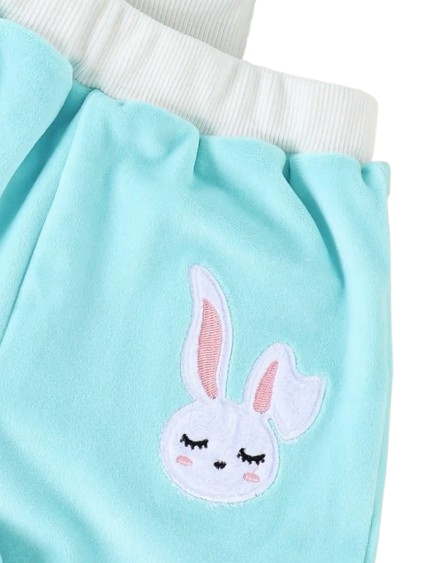 The Emerie - Baby Girl Warm Rabbit Embroidery Jacket + Vest & Pants 3‑Pcs Winter Set
