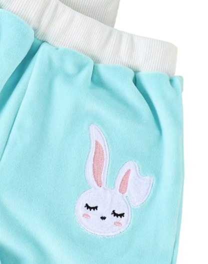 The Emerie - Baby Girl Warm Rabbit Embroidery Jacket + Vest & Pants 3‑Pcs Winter Set