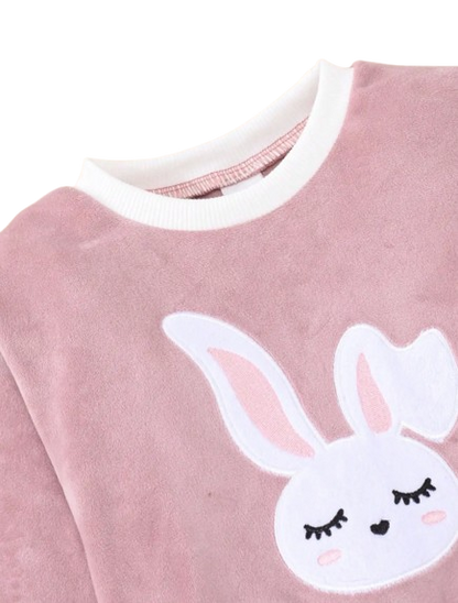 The Emerie - Baby Girl Warm Rabbit Embroidery Jacket + Vest & Pants 3‑Pcs Winter Set